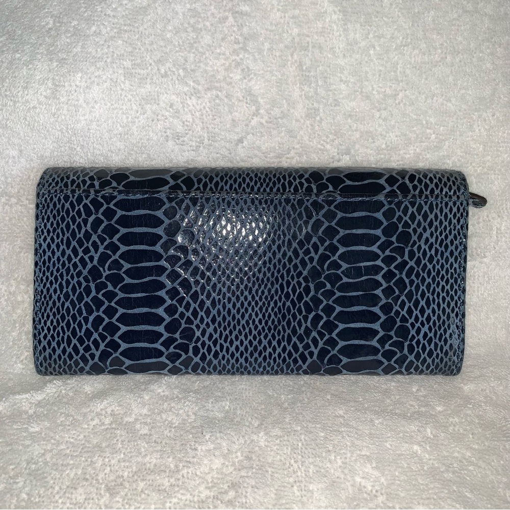 MICHAEL KORS Blue Gold Snakeskin Reptile Python Long Bifold Wallet - Picture 3 of 13